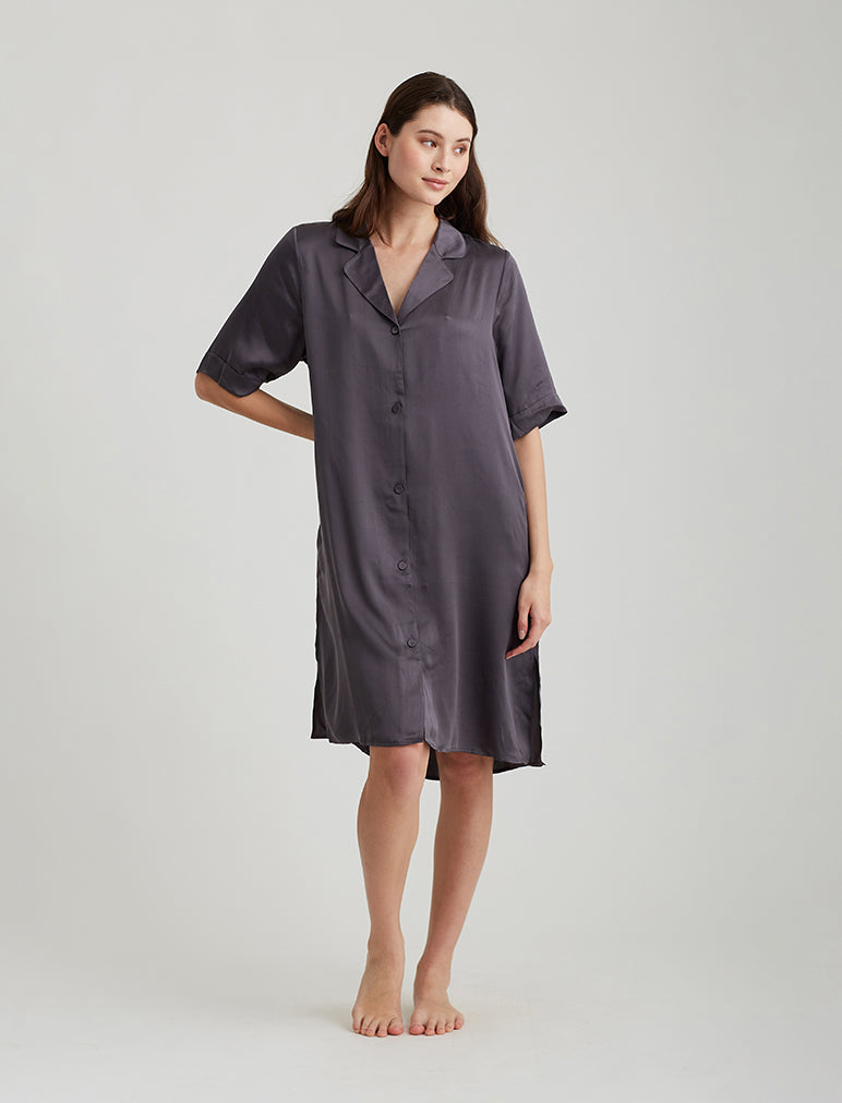 Audrey Silk Short Sleeve Nightshirt