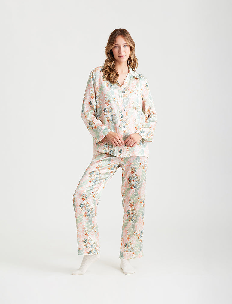 Papinelle Sasha Long-Sleeve Printed Silk Pajama Top  Anthropologie Taiwan  - Women's Clothing, Accessories & Home