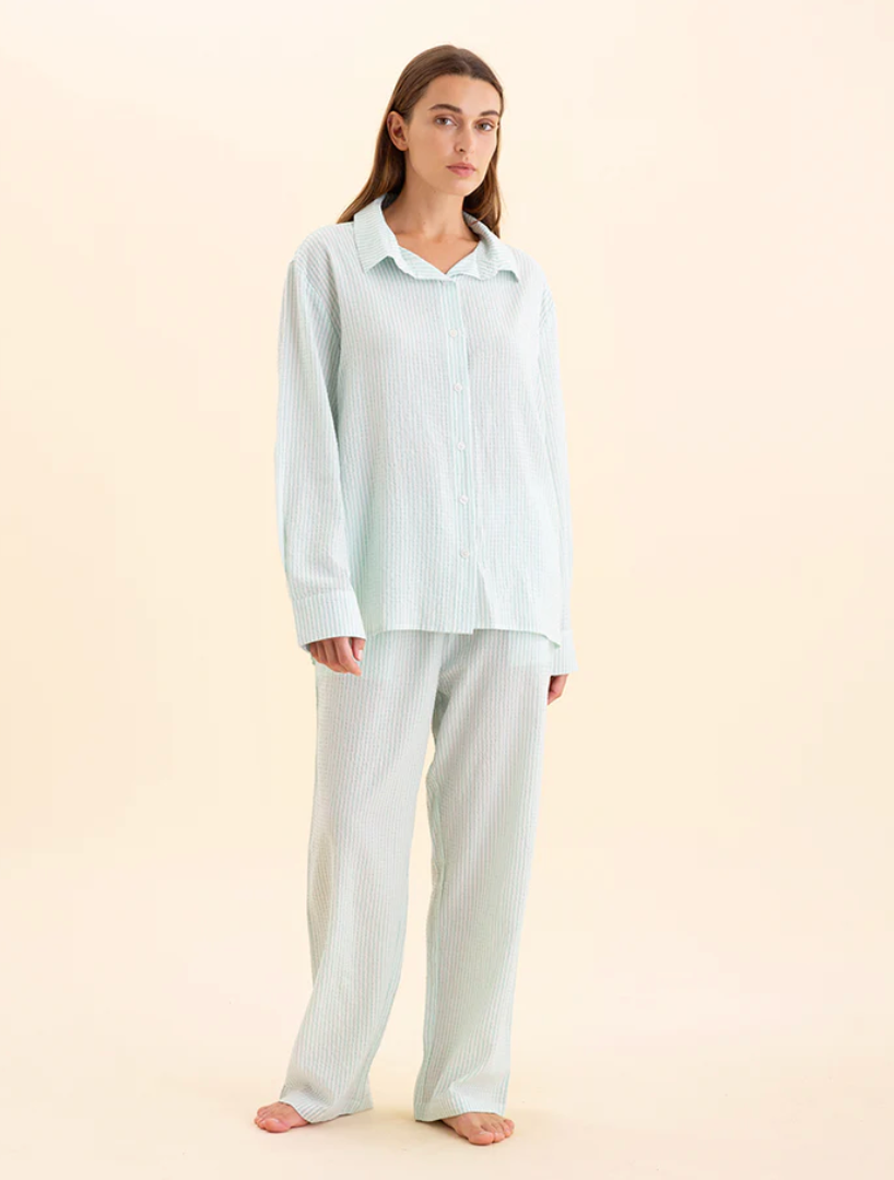 Sabine Seersucker Stripe Boyfriend Shirt