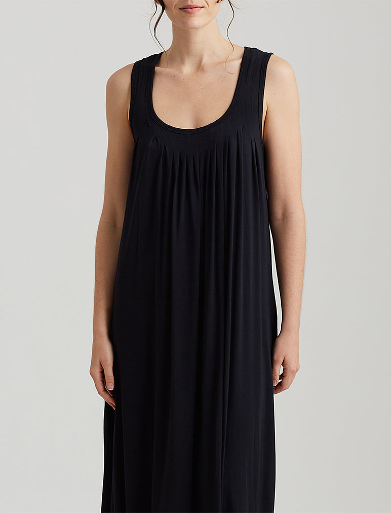 Papinelle  Modal Soft Pleat Front Maxi Nightgown in Black – Papinelle  Sleepwear US
