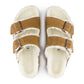 BIRKENSTOCK ARIZONA SHEARLING MINK SUEDE SLIDE