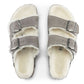 BIRKENSTOCK ARIZONA SHEARLING STONE COIN SUEDE SLIDE