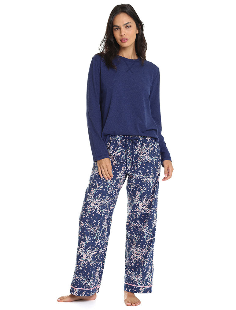 Cheri Blossom Pant and Organic Cotton LS Top in Navy