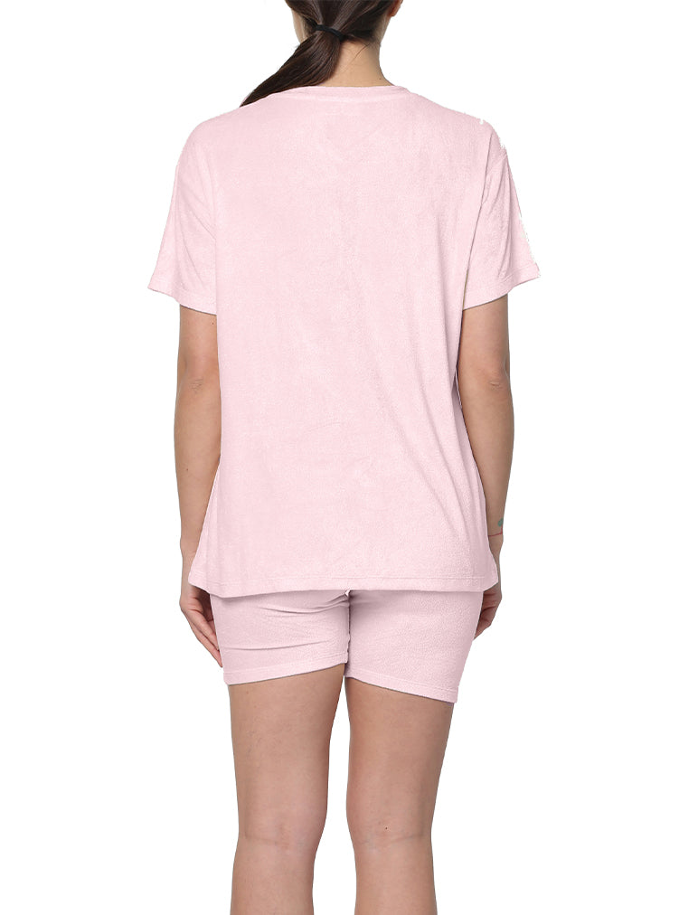 French Terry Bike Short and Tee in Dusty Pink
