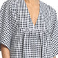 Seersucker Gingham Loose Fit Dress in Black