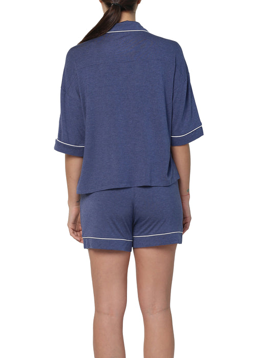 Modal Soft Kate Crop Boxer PJ in Indigo