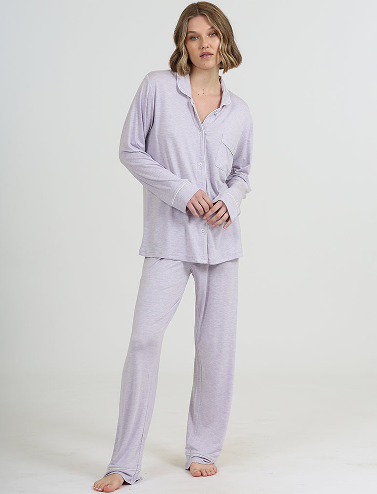 ERFMFKL Woman's Calf-Length Round Neck Pajamas Sets Printing Modal