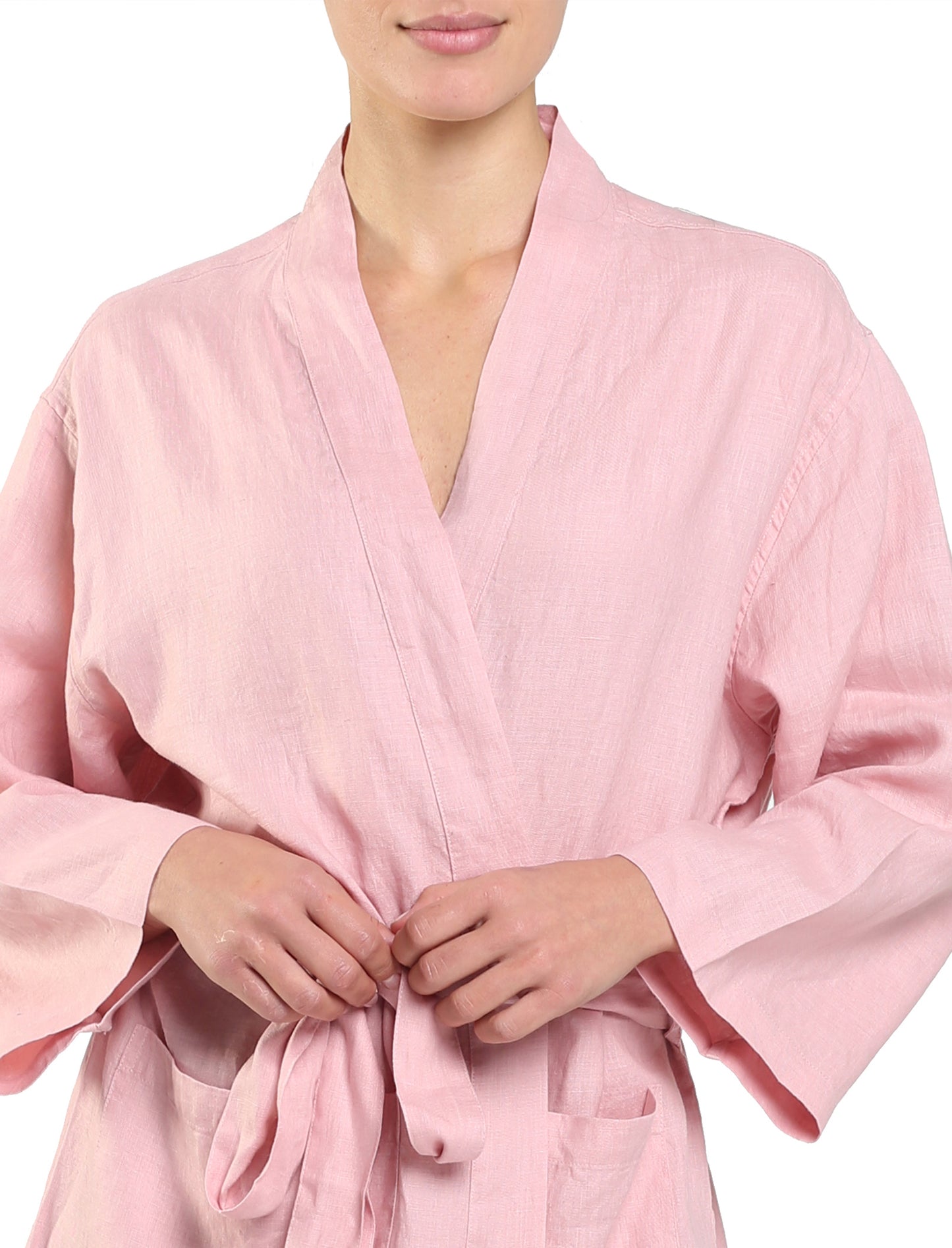 Resort Linen Robe in Powder Pink
