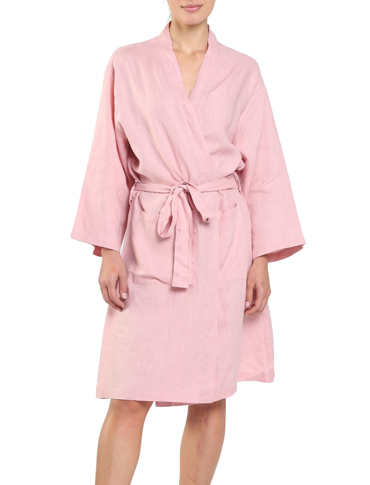 Resort Linen Robe in Powder Pink