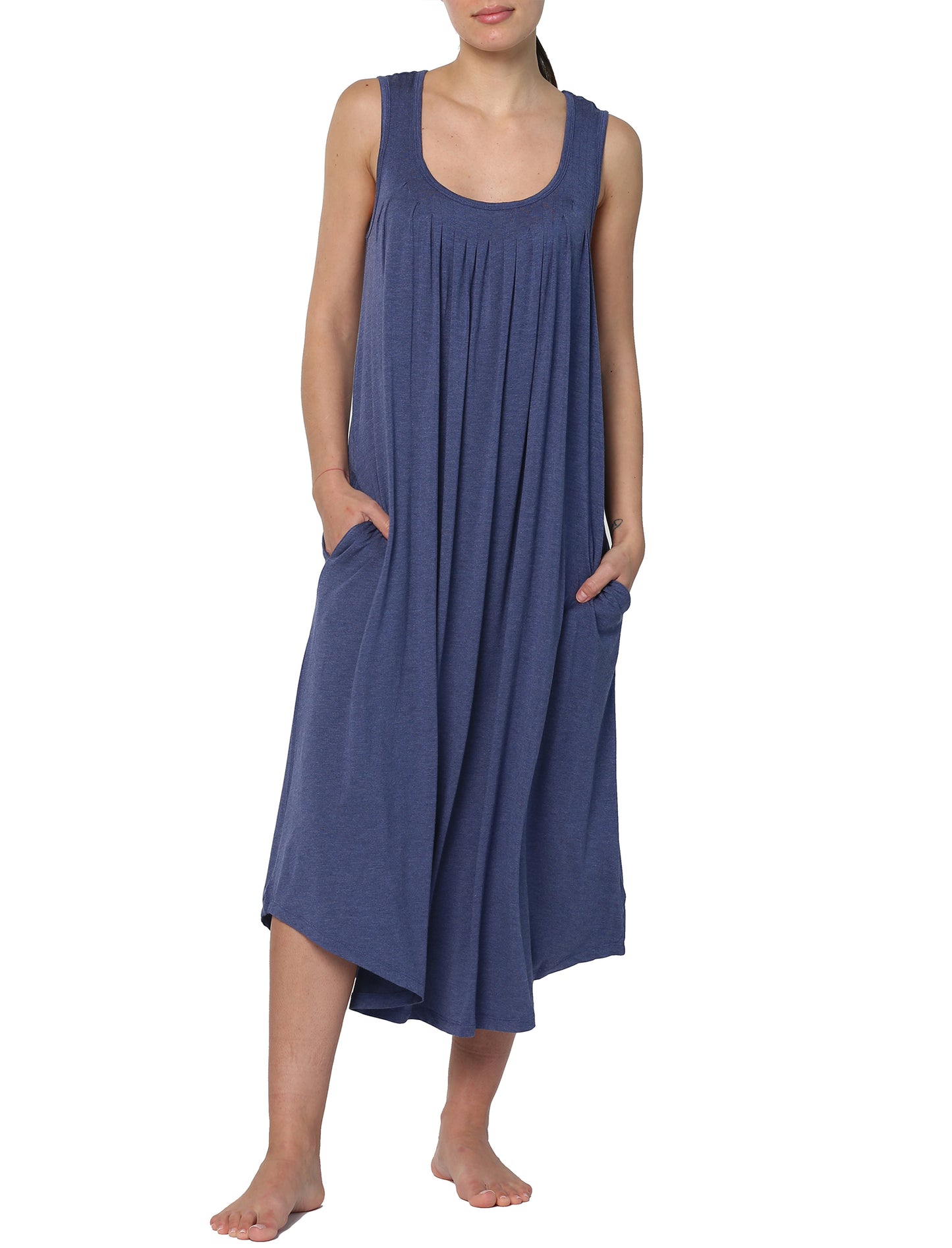 Modal Soft Pleat Front Maxi Nightgown