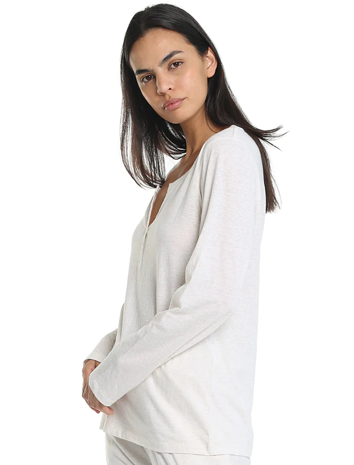 Organic Cotton Knit Henley in Ecru