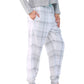 Organic Cotton Plaid Jogger in Grey & Teal