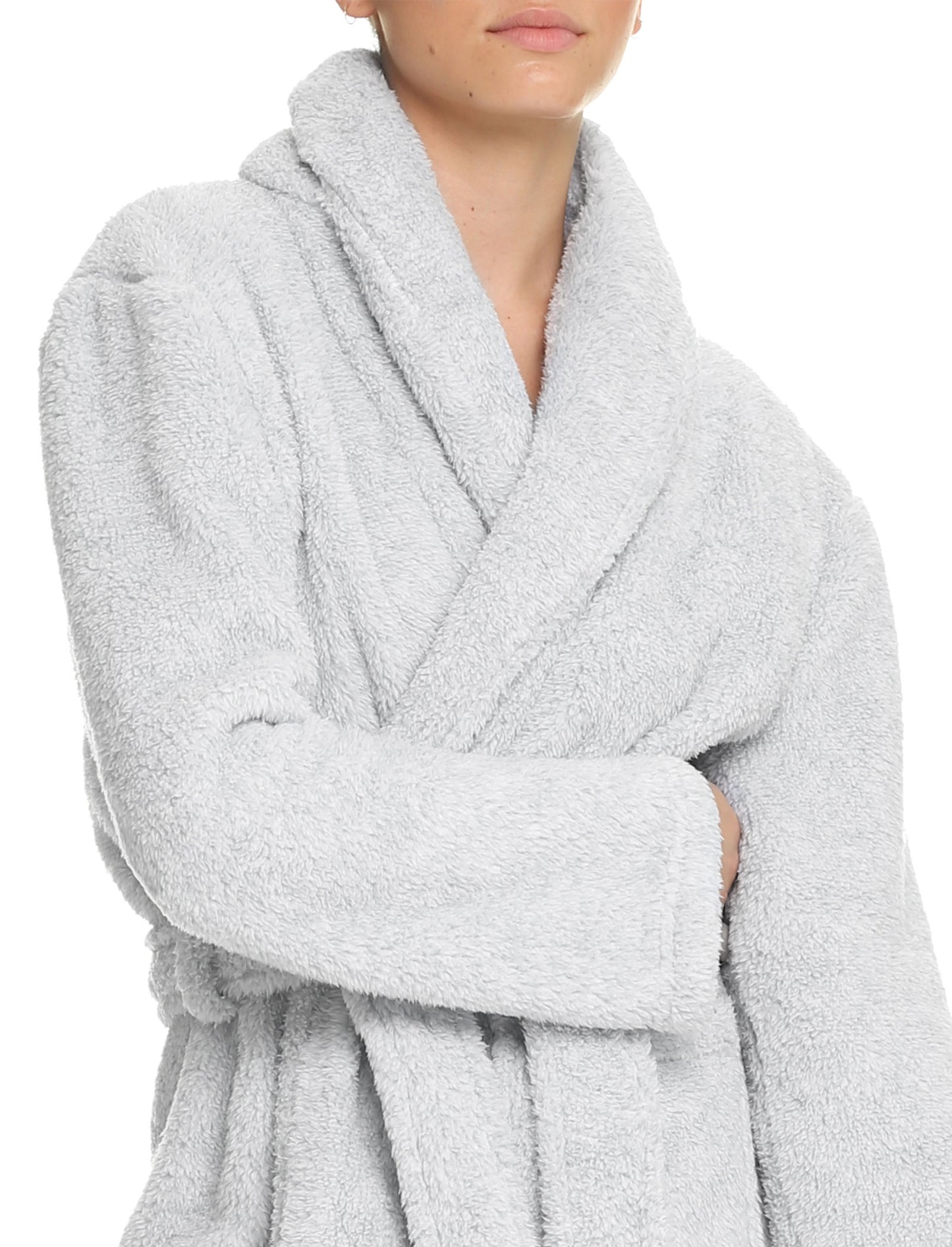 Midi Cozy Plush Robe in Grey