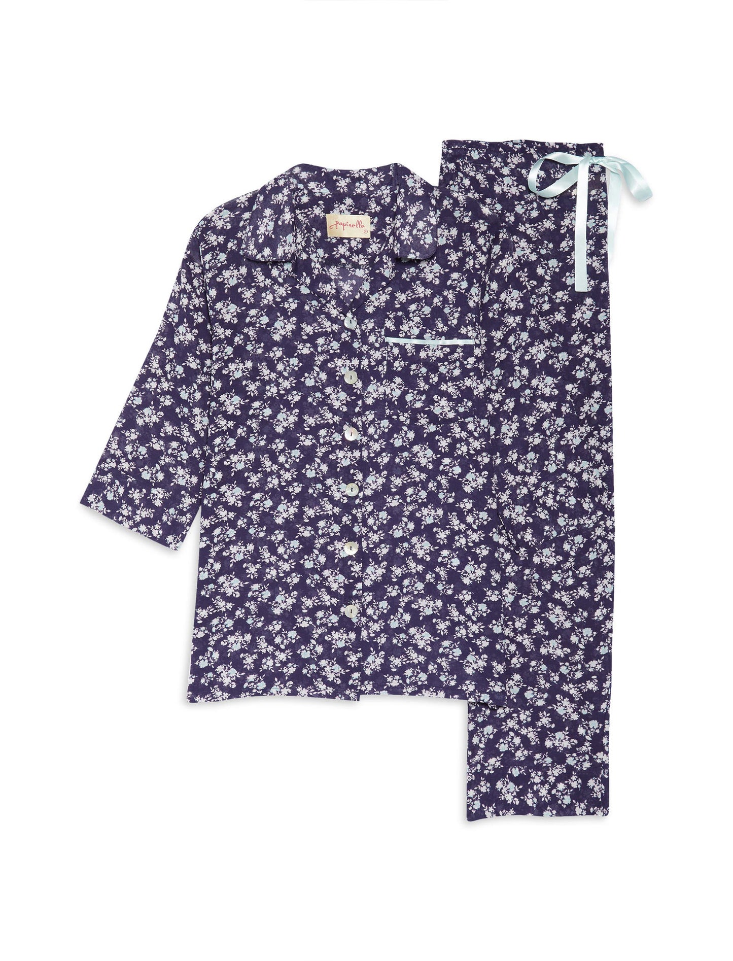 Potager Navy Cotton Crop Pajama