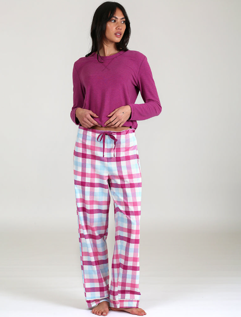 Organic Cotton Plaid Pant in Fuchsia