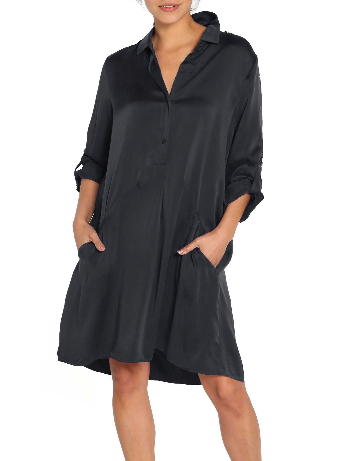 Washable Silk Nightshirt Black – Papinelle Sleepwear US