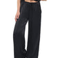 Washable Silk Wide Leg Pant in Black
