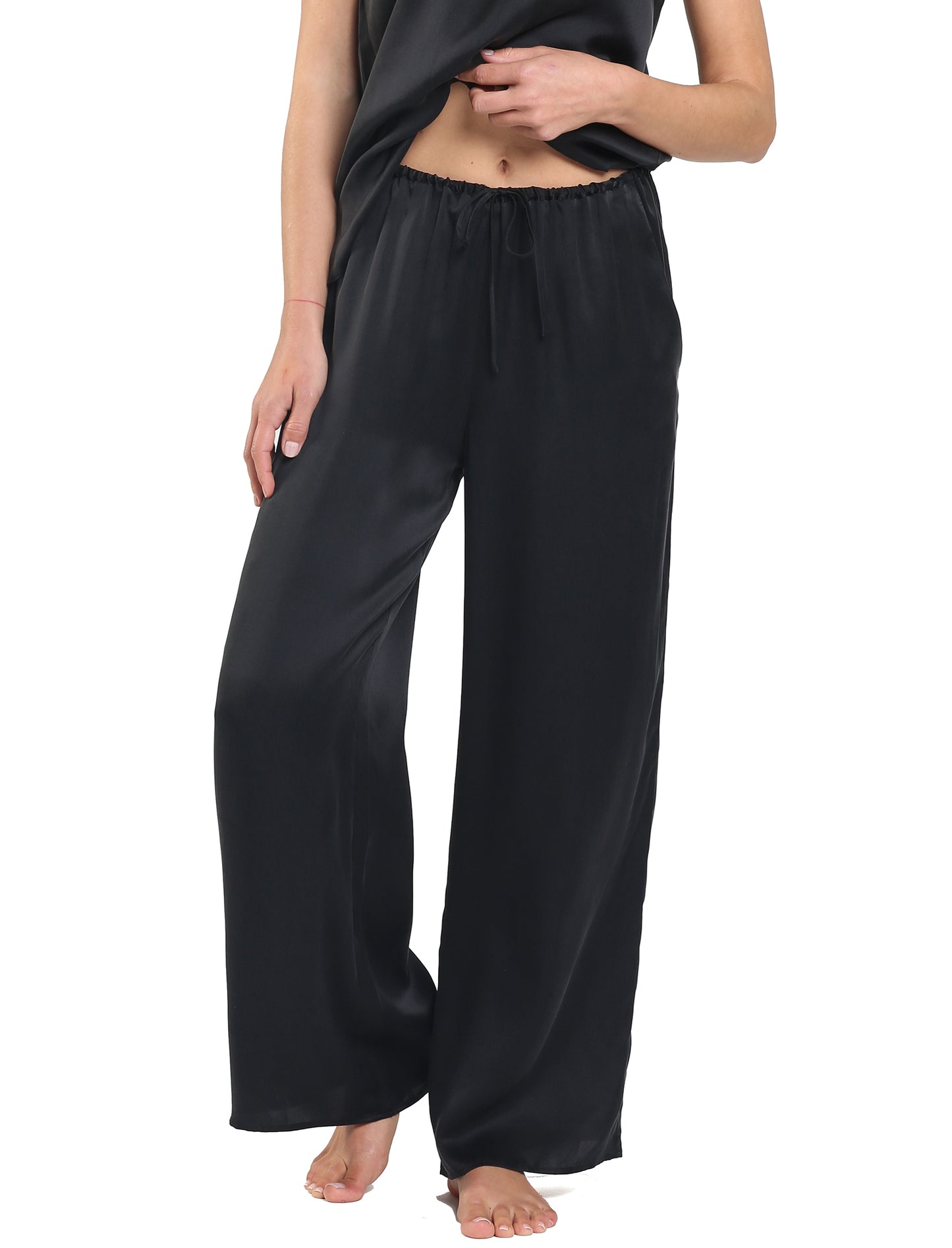 100% Washable Silk Cropped Wide Leg Pant