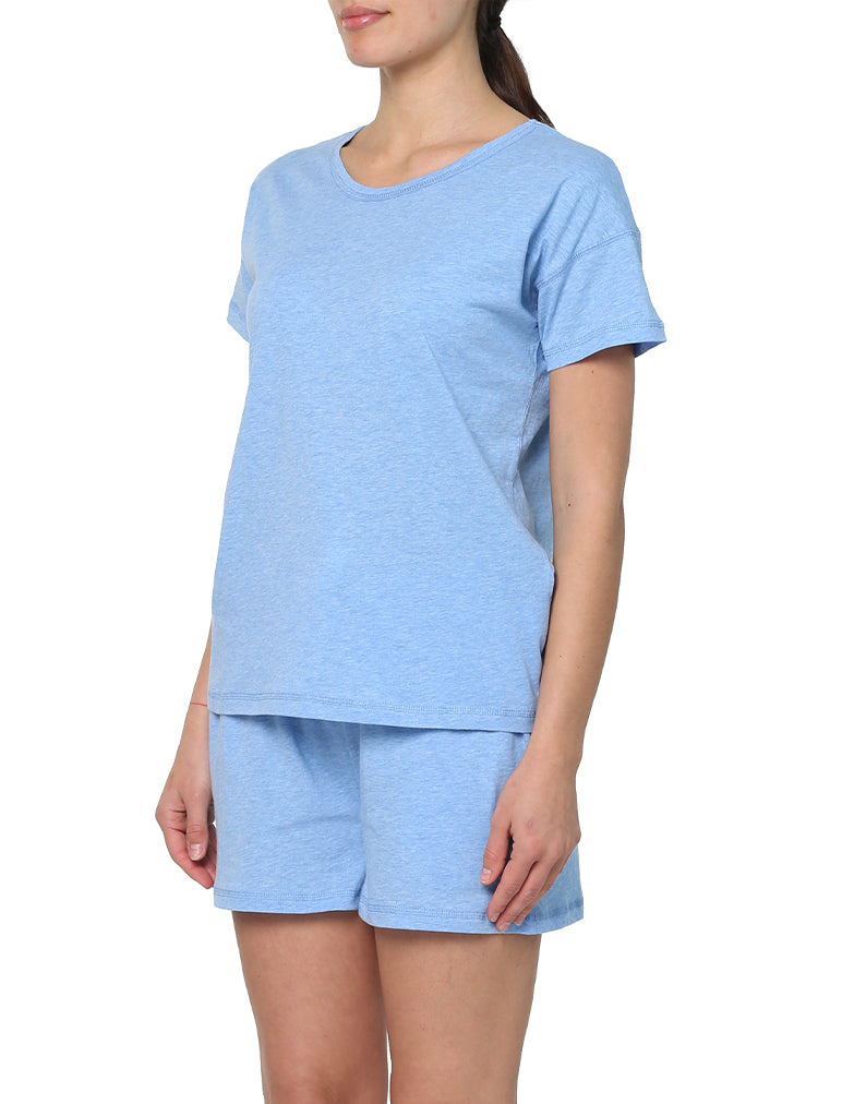 Organic Cotton Knit Tee in Cornflower Blue