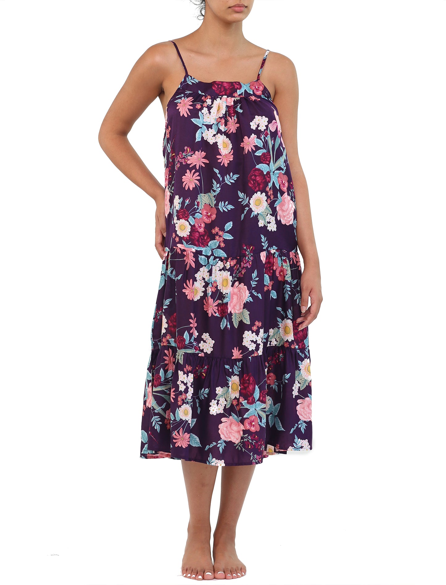 Violaine Prune Tiered Nightgown