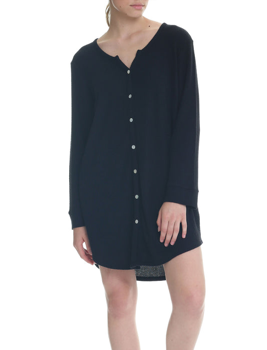 Super Soft Waffle Nightgown in Black