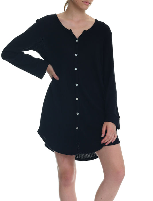 Super Soft Waffle Nightgown in Black