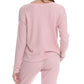 Super Soft Waffle V-Neck Long Sleeve Top in Pink