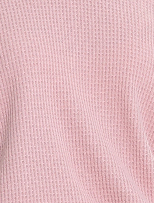 Super Soft Waffle V-Neck Long Sleeve Top in Pink