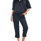 Washable Silk Crop PJ in Black
