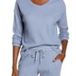 Super Soft Waffle V-Neck Top in Indigo